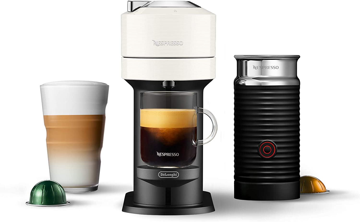 Nespresso ENV120WAE Vertuo Next Coffee and Espresso Maker. Machine + Aeroccino. White