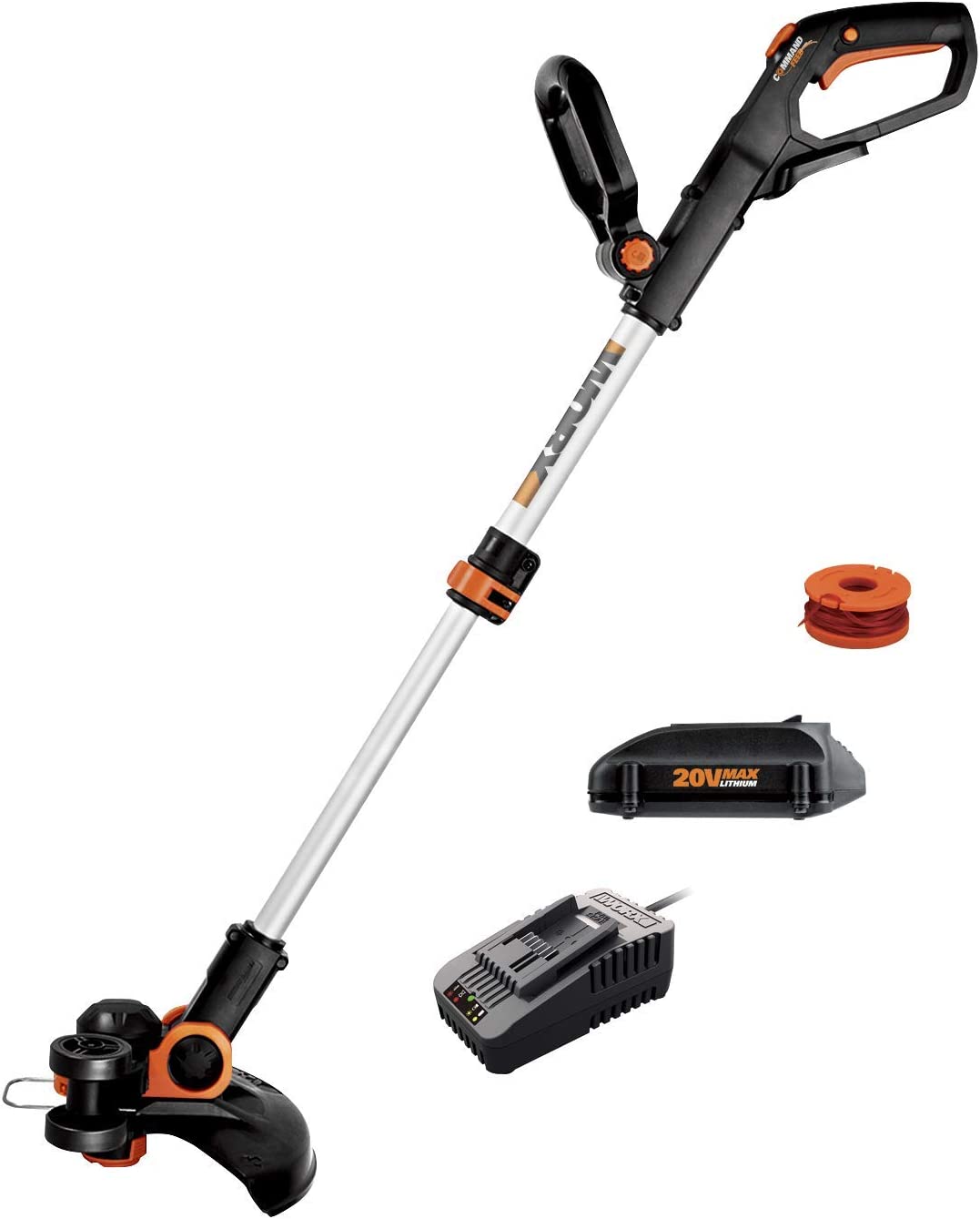 WORX WG163.8 GT 3.0 20V PowerShare 12″ Cordless String Trimmer & Edger. 12in. 1 Battery and Quick Charger Included