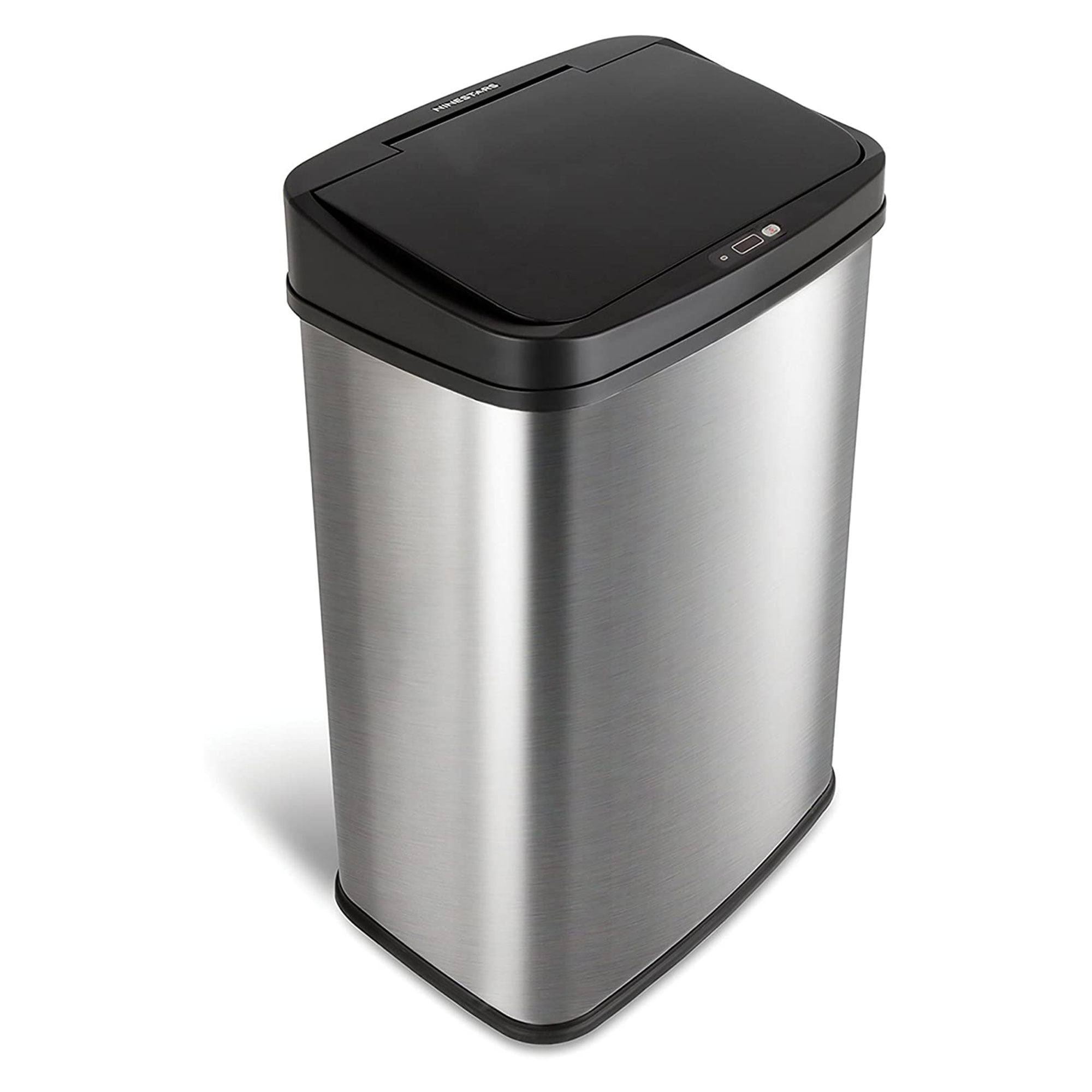 Nine Stars 13.2 Gallon Trash Can. Touchless Kitchen Trash Can. Stainless Steel with Black Lid