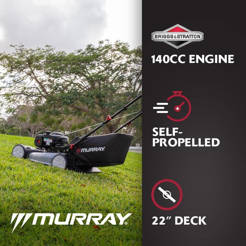 Murray MNA153003 22 in. 140 cc Briggs & Stratton Walk Behind Gas Self-Propelled Lawn Mower with Front Wheel Drive and Bagger