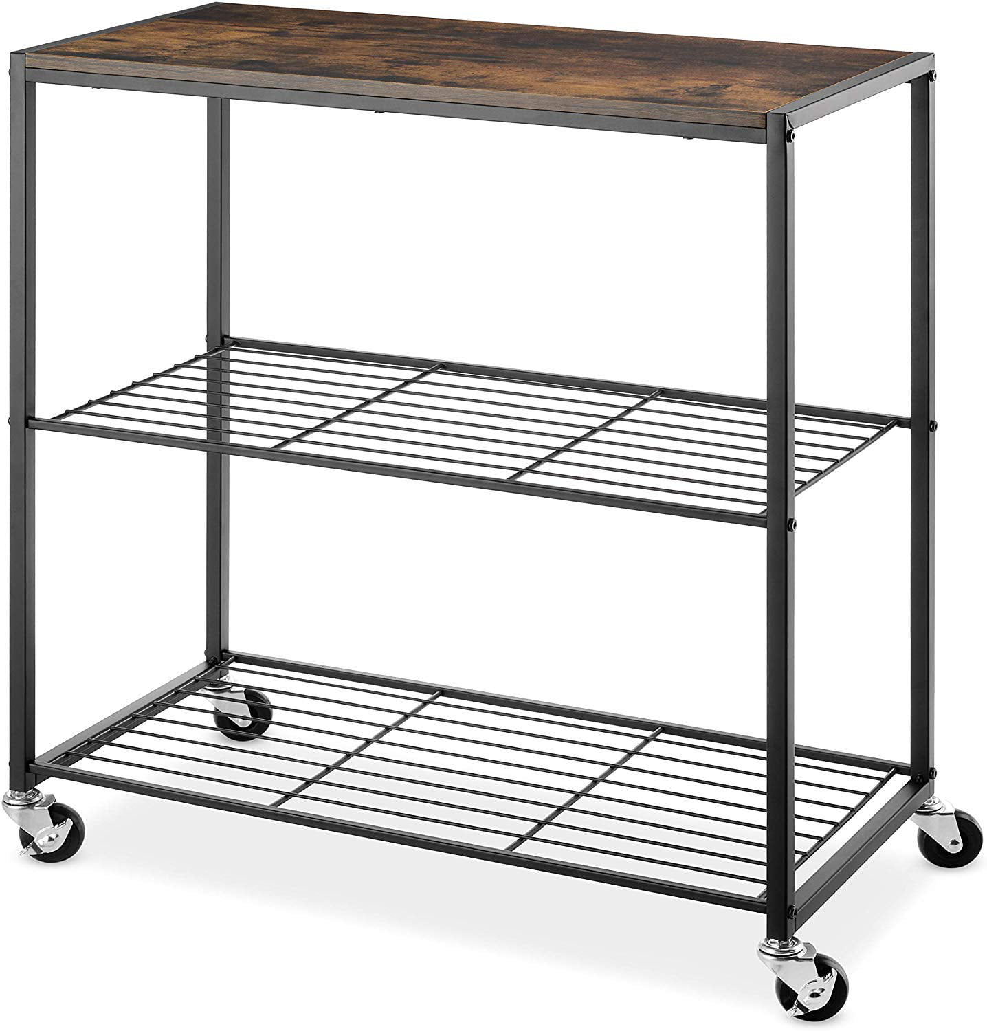 Whitmor 6764-10184-SIOC Modern Industrial Rolling Storage Shelves - Brown