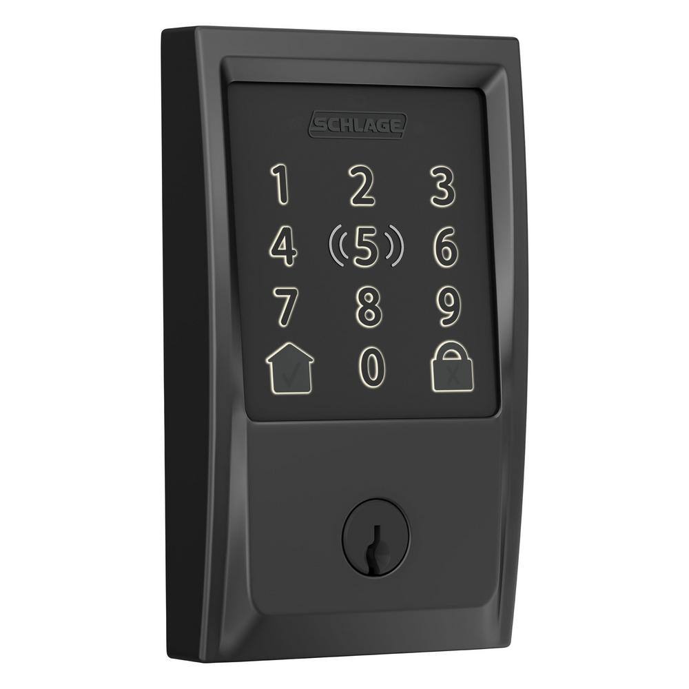 Schlage BE499WB V CEN 622 Century Matte Black Electronic Encode Plus Smart WiFi Deadbolt with Alarm
