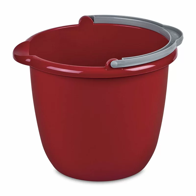 Sterilite Large 10 Quart Easy Pour Spout Pail with Handle. Red (24 Pack)