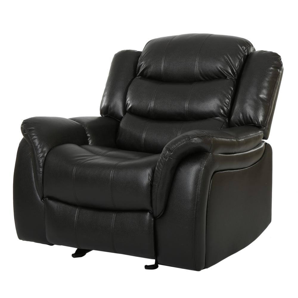 Noble House  Hawthorne Black Leather Recliner