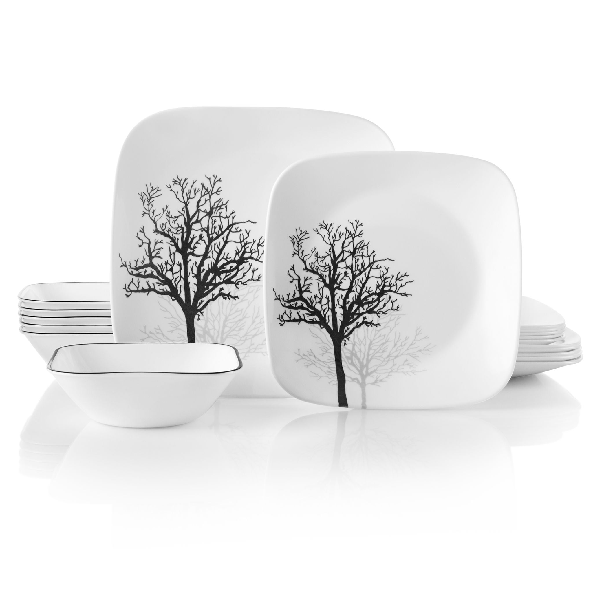 Corelle Square Timber Shadows 18-piece Dinnerware Set. Service for 6