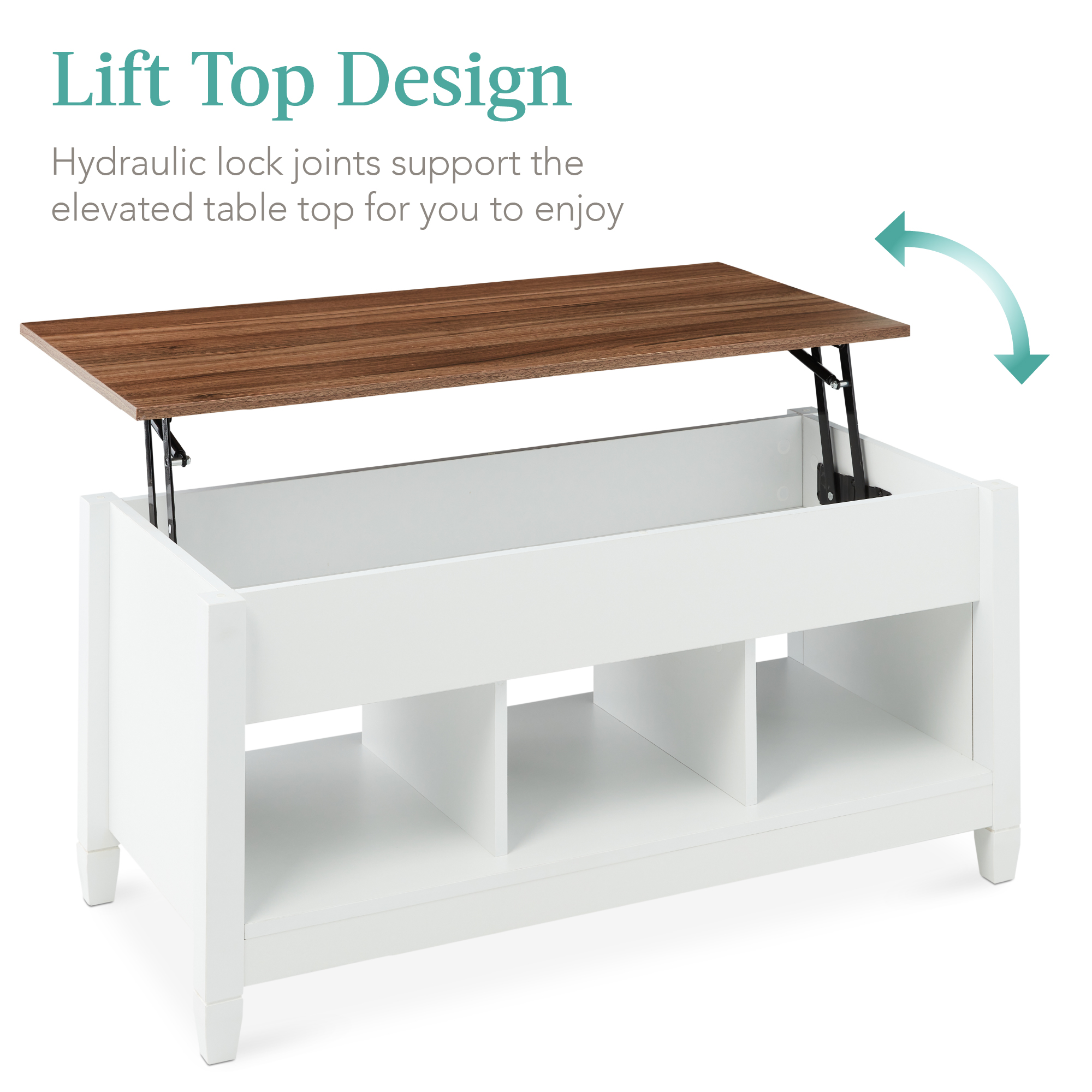 Best Choice Products Lift Top Coffee Table. Multifunctional Accent Furniture w/ Hidden Storage - White/Brown