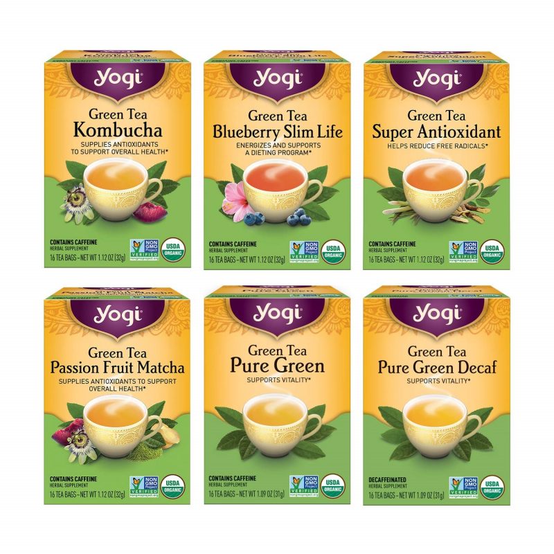 Yogi Tea Green Tea Variety Pack Sampler. 6 Pack. 96 Organic Green Tea Bags