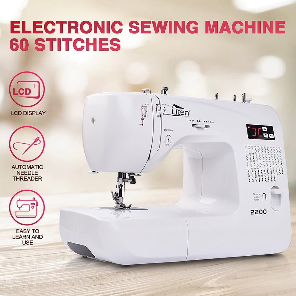 Uten Portable Sewing Machine Computerized Embroidery Sewing Machine with 100 Unique Built-in Stitch and 8 Buttonhole