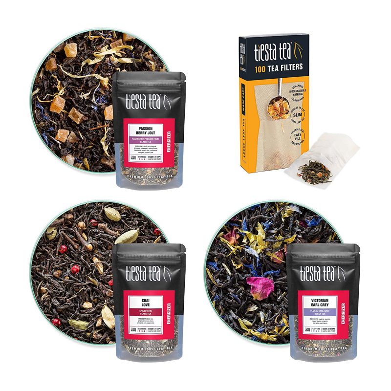 Tiesta Tea Loose Leaf Black Tea Gift Set. 4 Piece Set