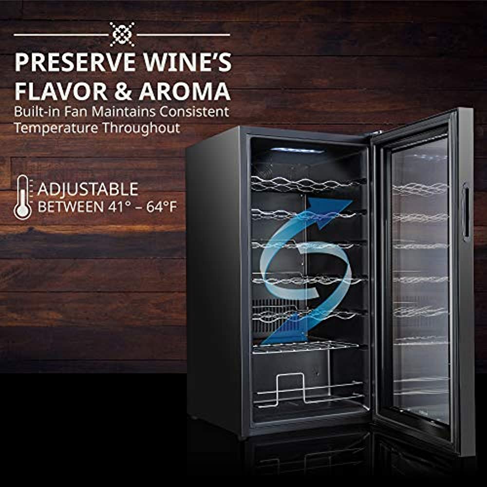 Ivation 28 Bottle Compressor Wine Cooler Refrigerator W/ Lock. Black