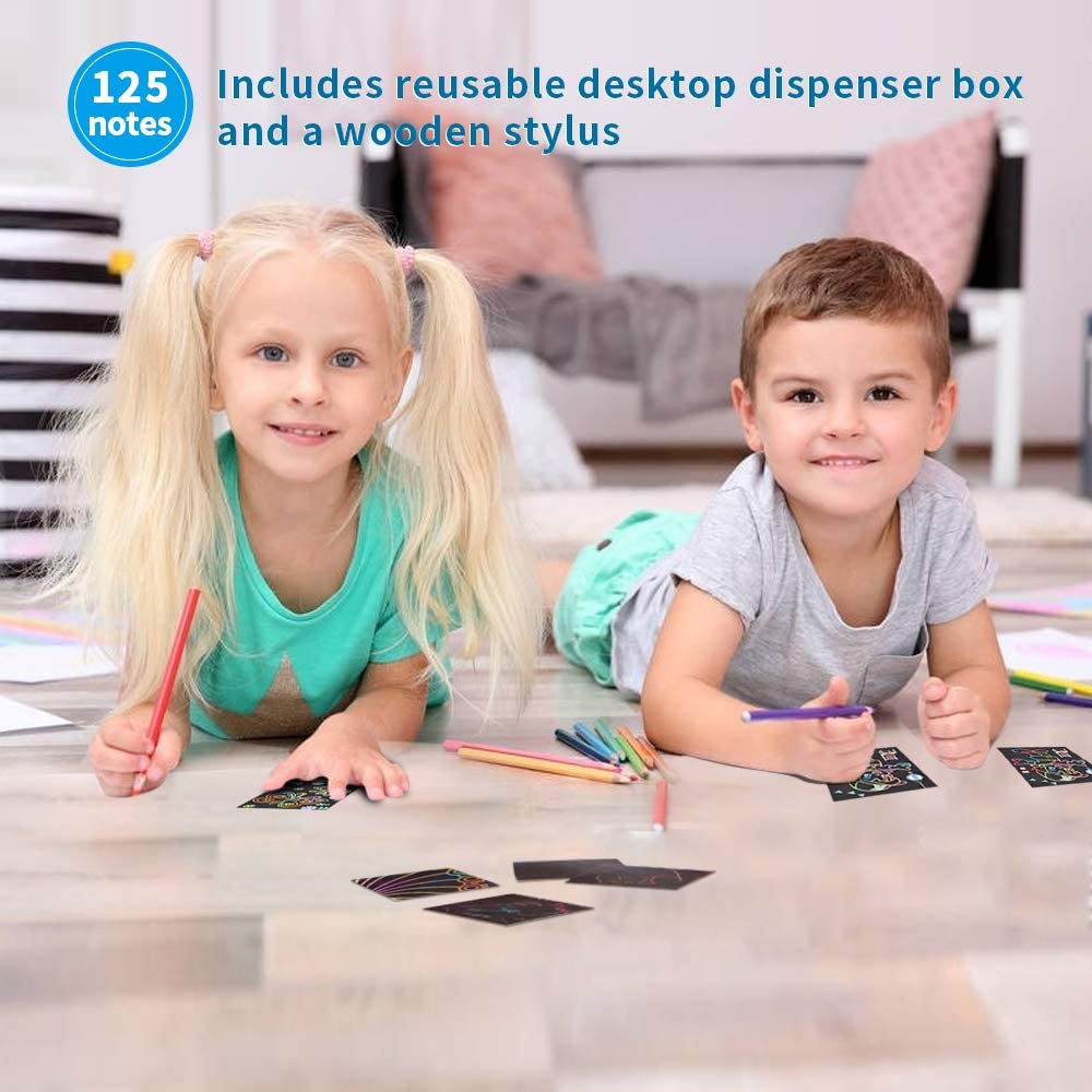 ZMLM Rainbow Scratch Mini Art Notes - 125 Magic Scratch Note