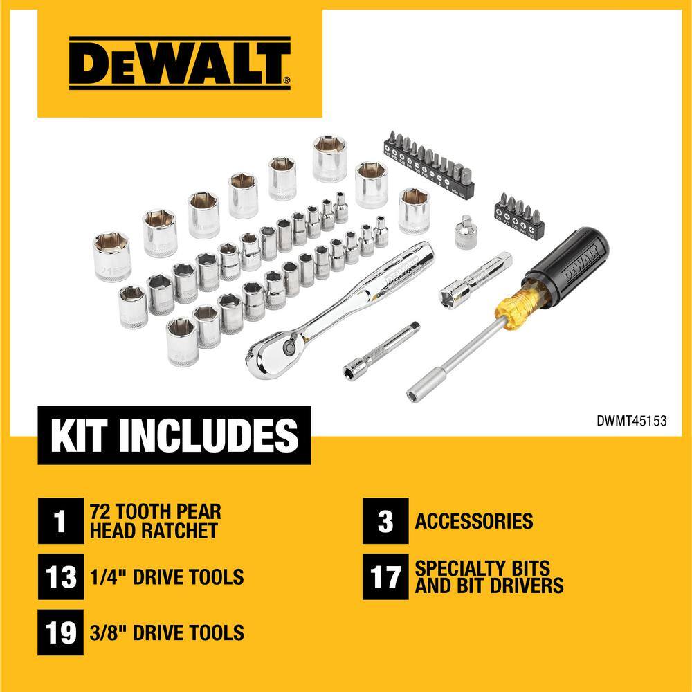 DEWALT DWMT45153 TOUGHSYSTEM 2.0 3/8 in. Drive Mechanics Tool Set (53-Piece)