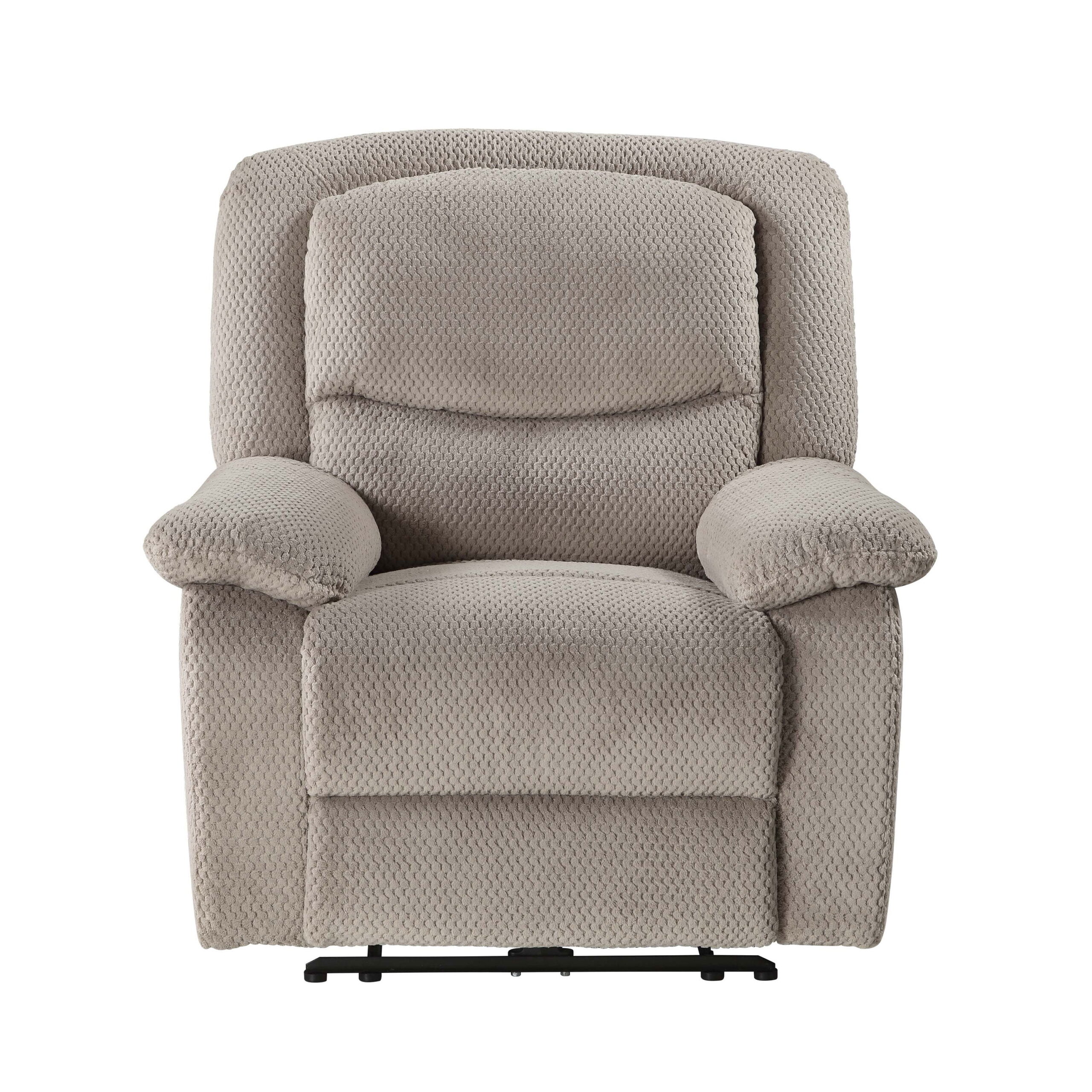 Serta Push-Button Power Recliner with Deep Body Cushions. Upholstered. Beige Fabric