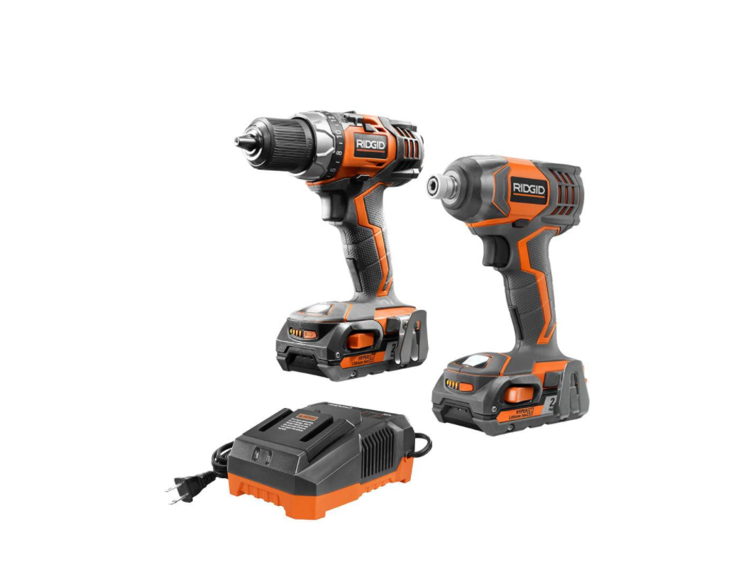 RIDGID 18V Lithium-Ion Cordless Drill/Driver and Impact Driver 2-Tool Combo Kit