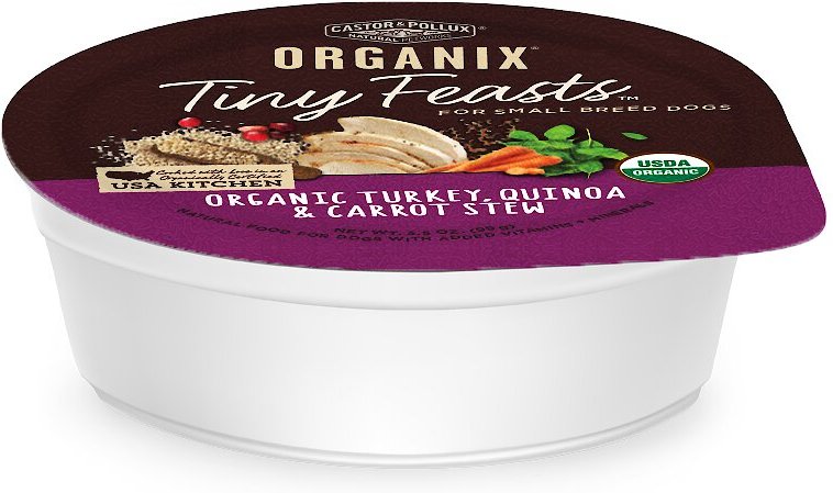Castor & Pollux Organix Tiny Feasts Organic Turkey. Quinoa & Carrot Stew Dog Food Trays