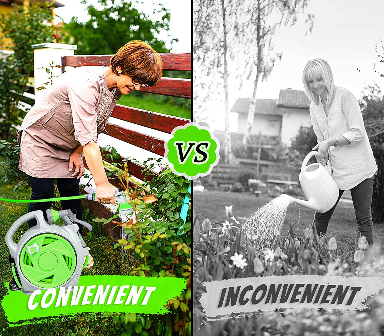 ANDGOAL  Hose Reel Retractable Hose Reel Retractable Garden Hose Reel Garden Hose Reel  50FT Hose Reel Wall Mount for Cleaning Patio Car Washing (Green)