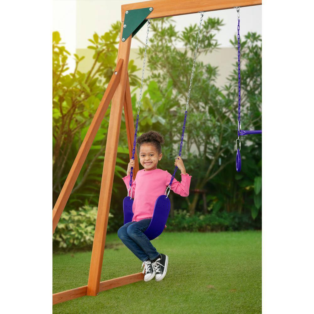 Creative Cedar Designs 3800-V Trailside Complete Wood Swing Set with Purple Playset Accessories