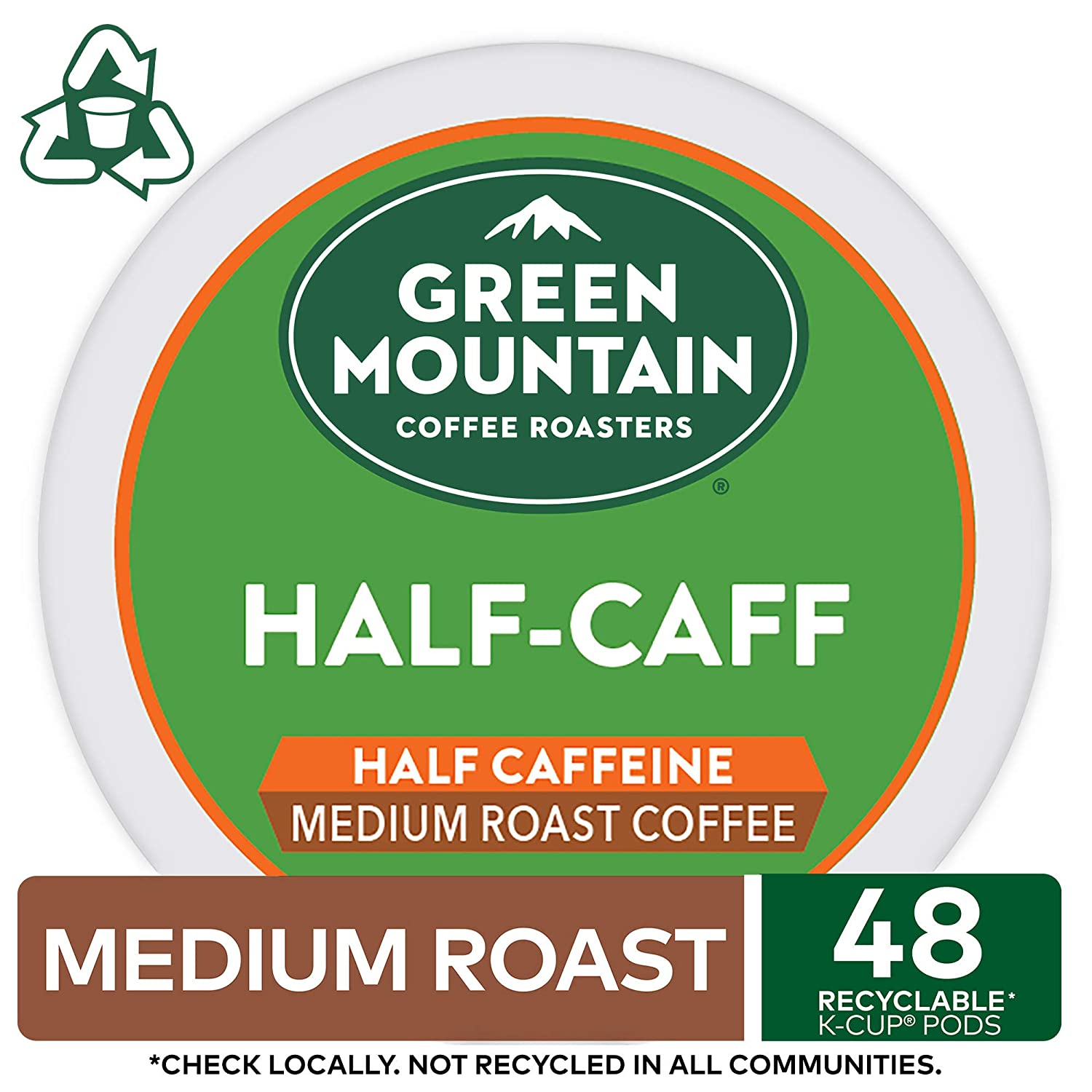 Green Mountain Coffee Roasters Half Caff. Single-Serve Keurig K-Cup Pods. Medium Roast Coffee. 48 Count