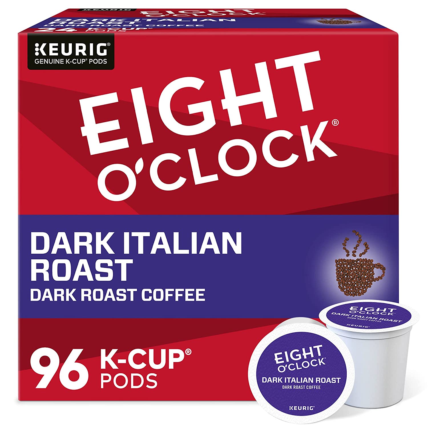 Eight O-Clock Coffee Dark Italian Roast Single-Serve Keurig K-Cup Pods Medium Roast Coffee Pods 96 Count