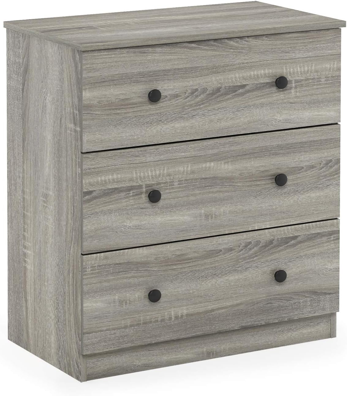 Furinno Tidur Simple Design Dresser. 3-Drawer Knob. French Oak Grey