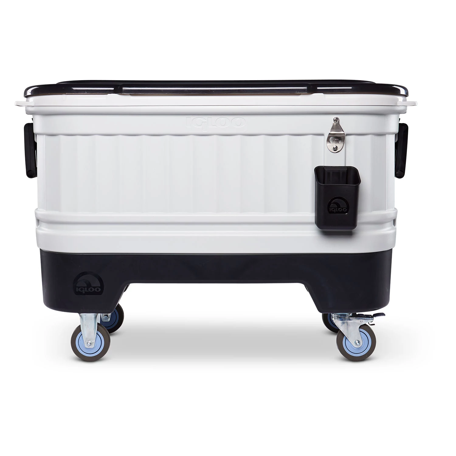Igloo 125 Qt Party Bar Rolling Cooler with Bottle Opener and Catch Bins