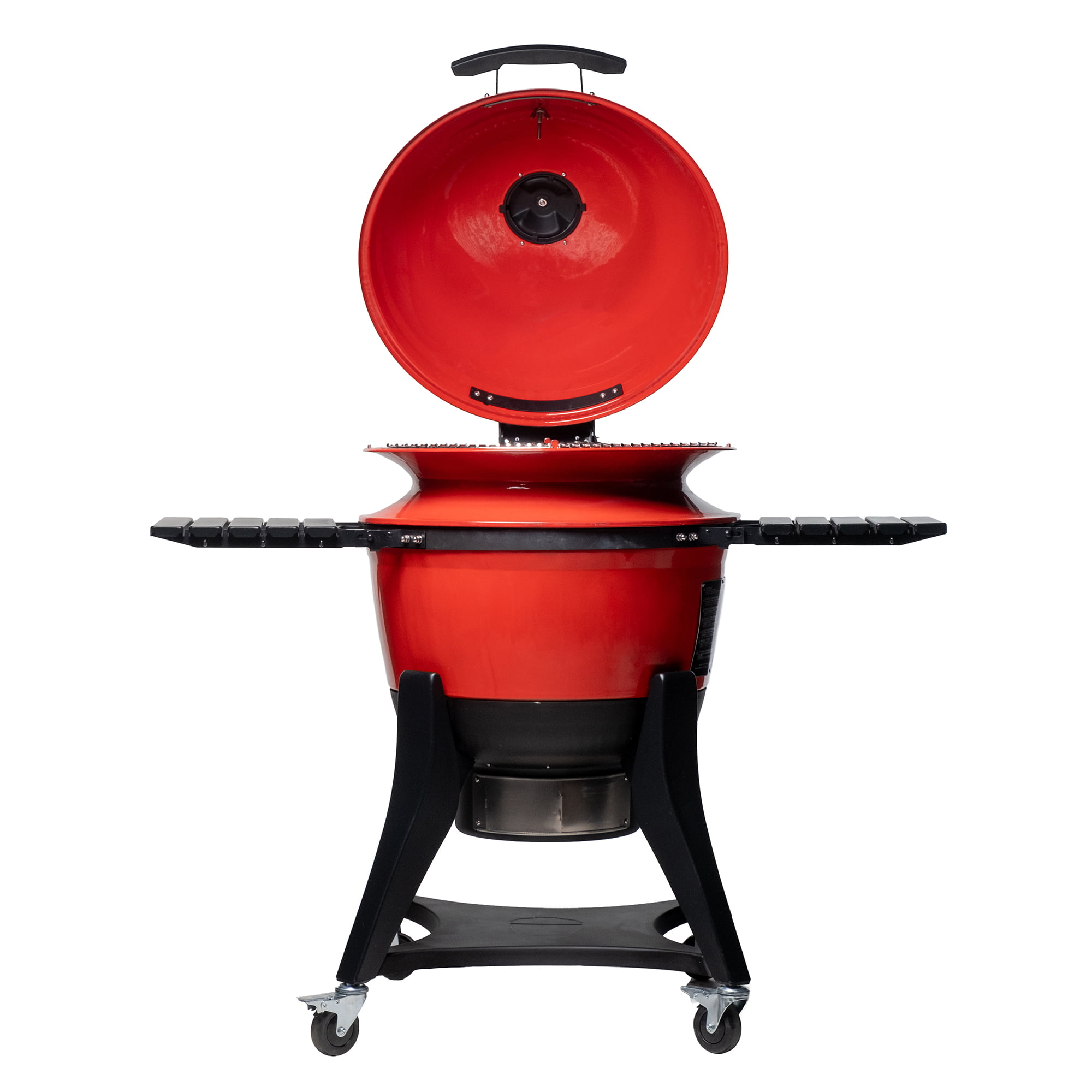 Kamado Joe Kettle Joe 22 in. Charcoal Grill in Red with Hinged Lid. Cart. and Side Shelves
