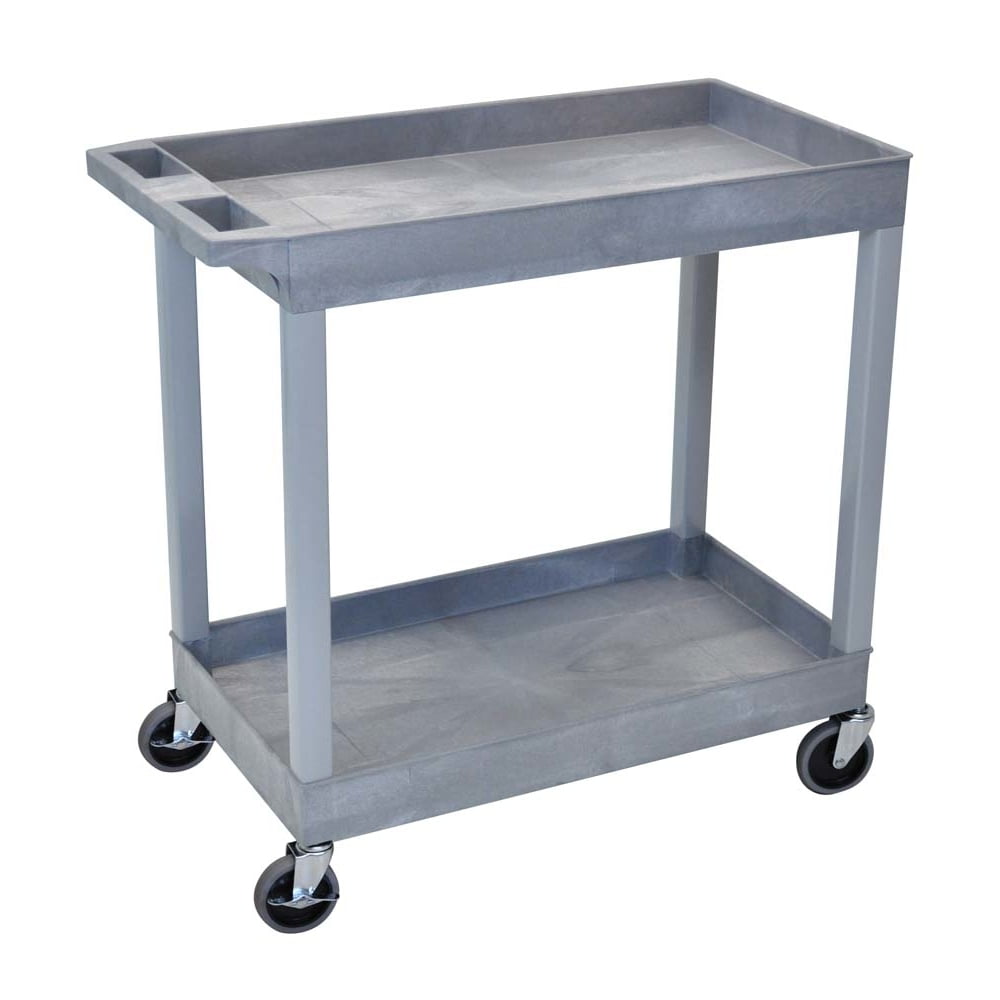 Luxor EC11-G Tub Storage Cart 2 Shelves - Gray . 32″ x 18″