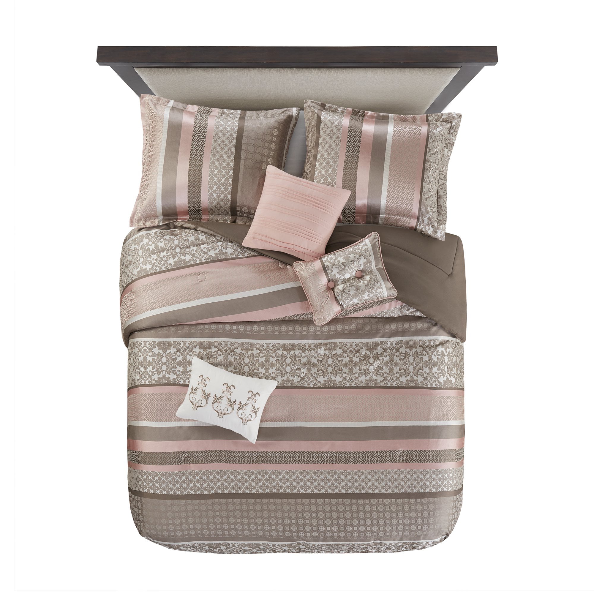 Mainstays 7-Piece Princeton Comforter Set. Shams. 3 Dec Pillows and Bed Skirt. Blush. King