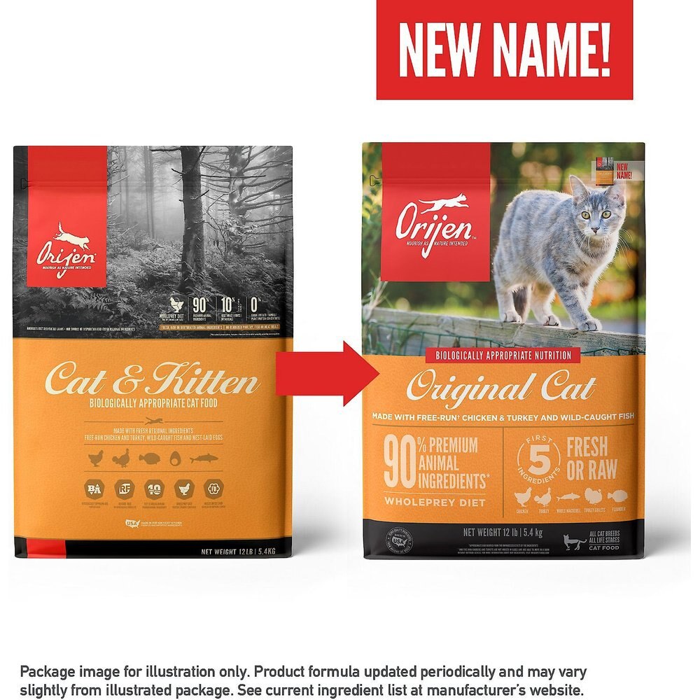 ORIJEN Original Grain-Free Dry Cat Food -  4-lb bag. bundle of 2