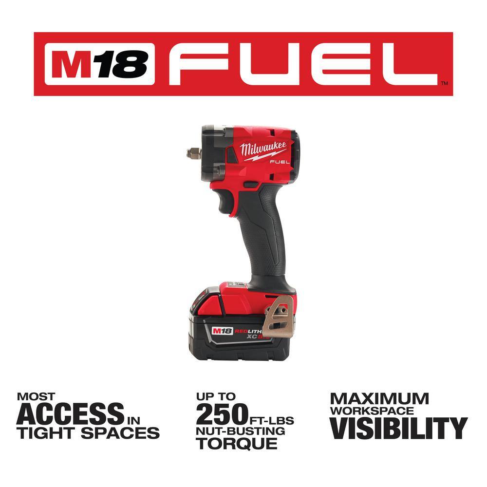 Milwaukee 2854-22-2855-20 M18 FUEL Gen-2 18V Lithium-Ion Brushless Cordless 3/8 in. and 1/2 in. Compact Impact Wrench with Friction Ring Kit