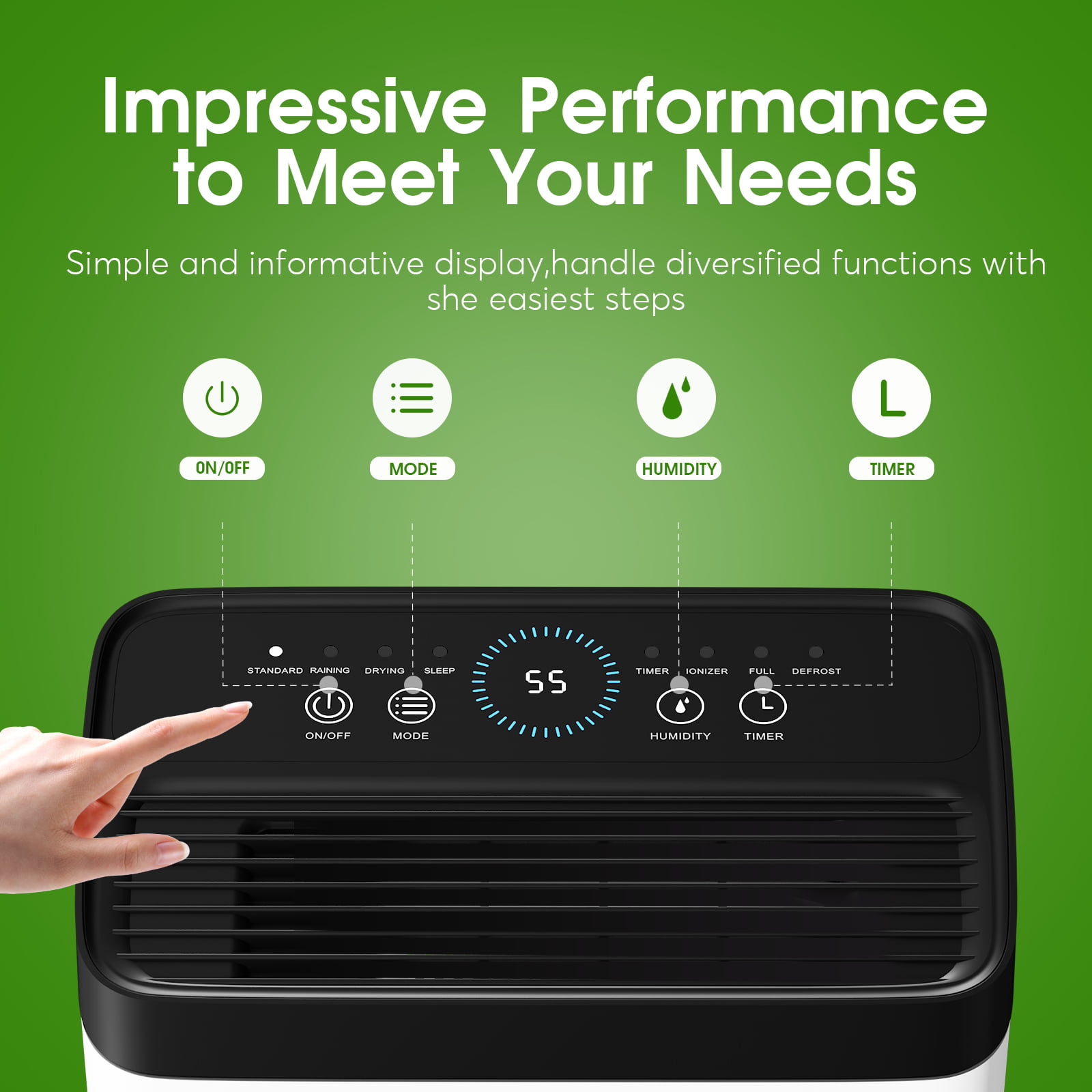 HUMSURE 30 Pints Protable Dehumidifier for Basement and Home with Drain Hose. Spaces up to 1500 Sq Ft