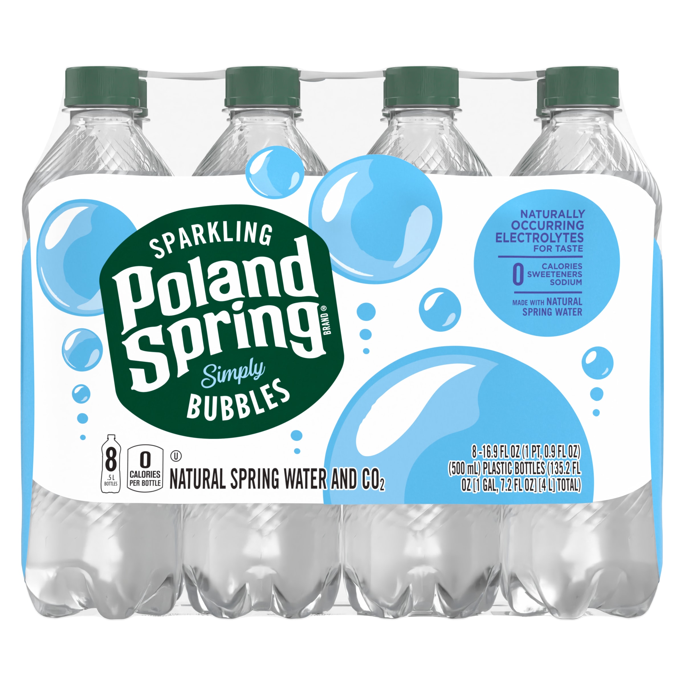 Poland Spring Sparkling Water. Simply Bubbles. 16.9 oz. Bottles (8 Count)
