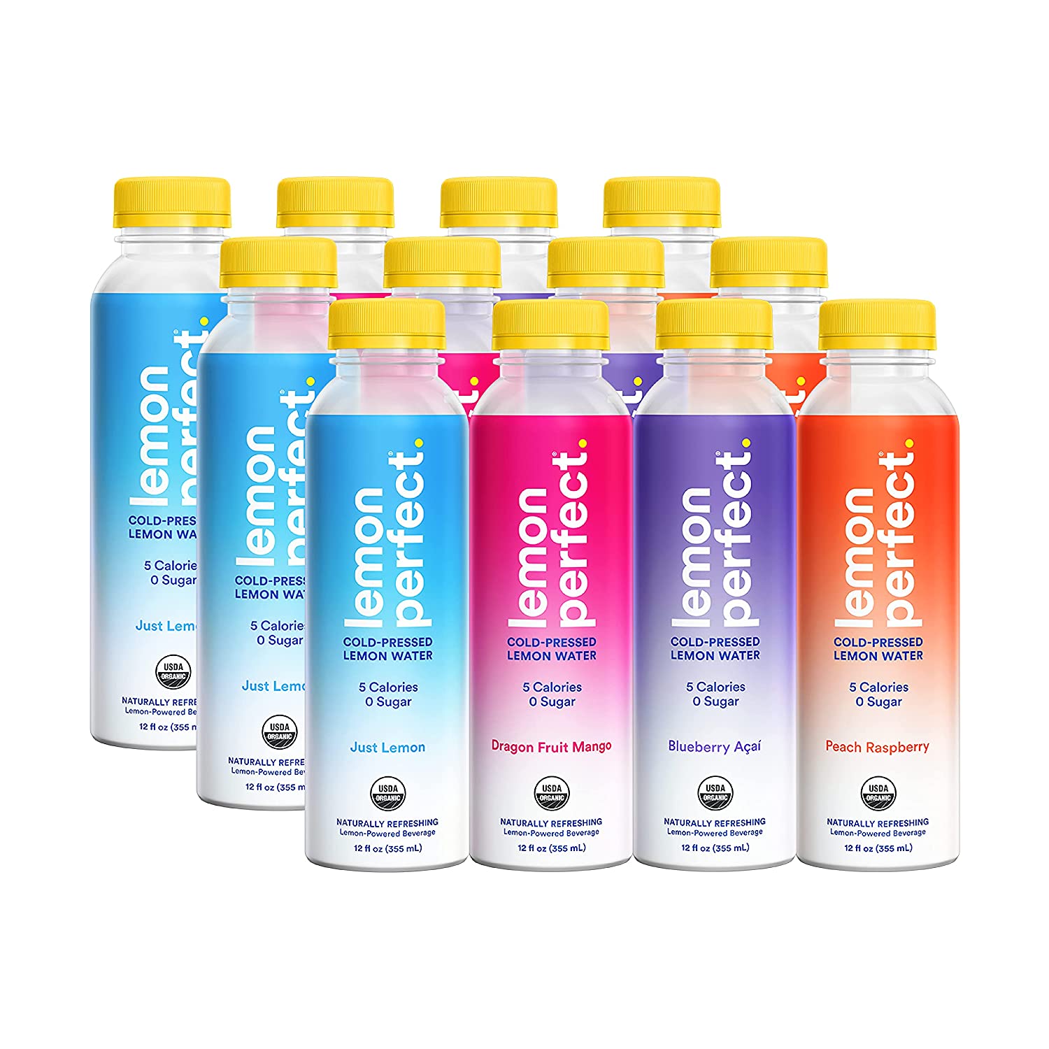 Lemon Perfect. Organic Cold-Pressed Lemon Water. Squeezed from Real Fruit. Variety Pack (12-Pack)