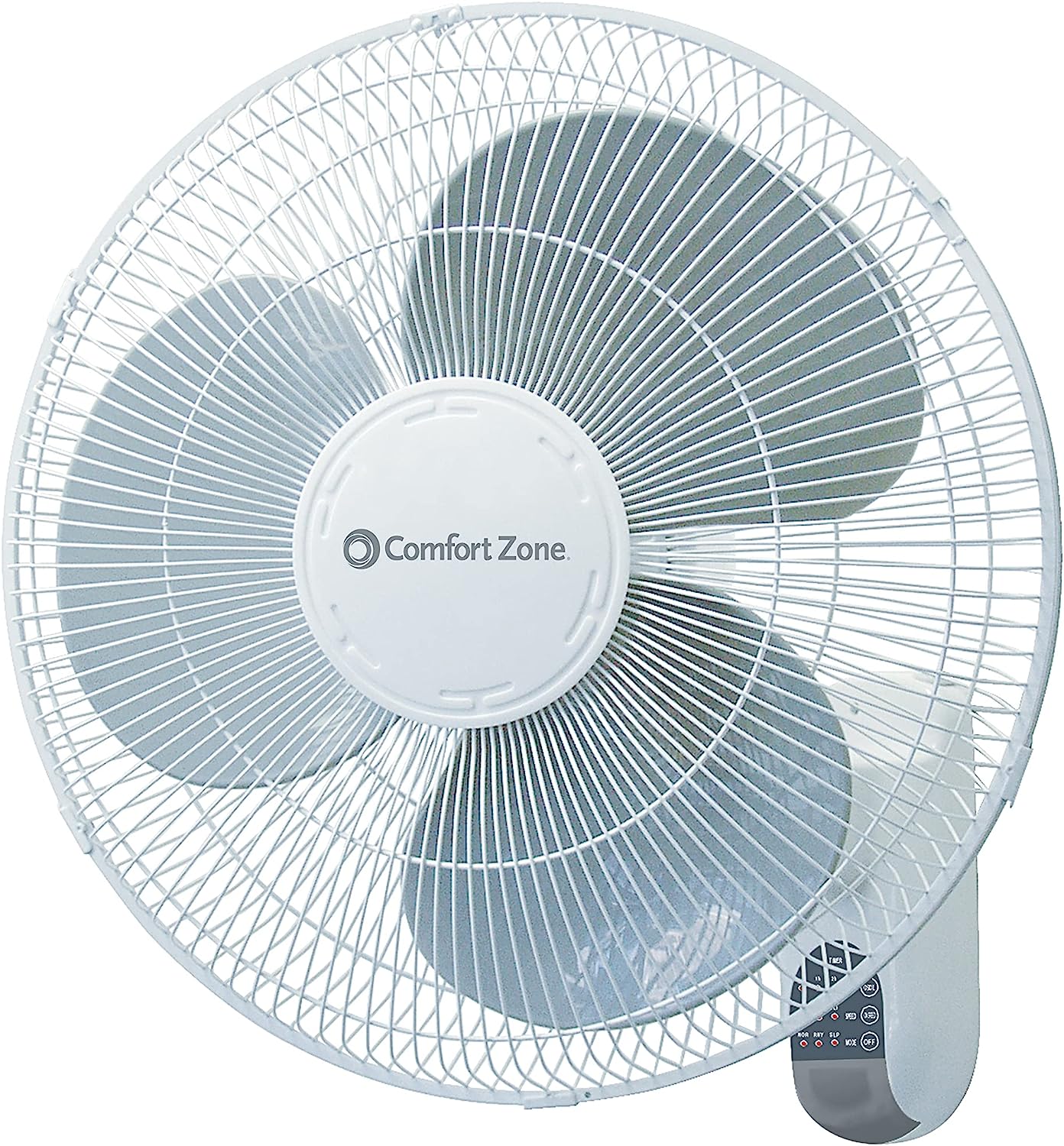 Comfort Zone CZ16WR 16″ Quiet 3-Speed Wall Mount Fan with Remote Control. Timer and Adjustable Tilt. White