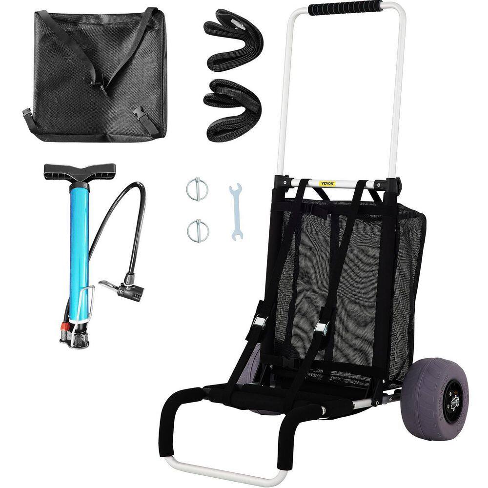 VEVOR PHTSTCYCPTTP9P5BJV0 3.68 cu. ft. Folding Sand Cart 165 lbs. Metal Garden Cart 31.1 in. to 49.6 in. Height with 10 in. Wheel for Picnic Beach