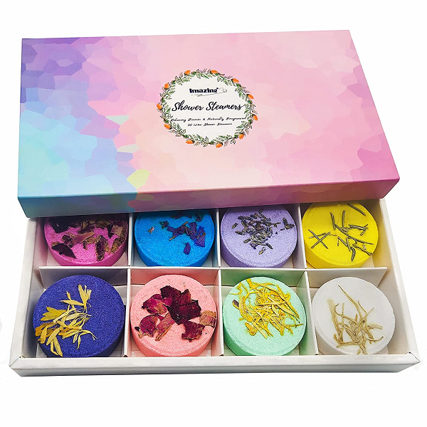 Aromatherapy Shower Steamers Christmas Gifts Set - Imazing 8 Pcs Bath Bombs