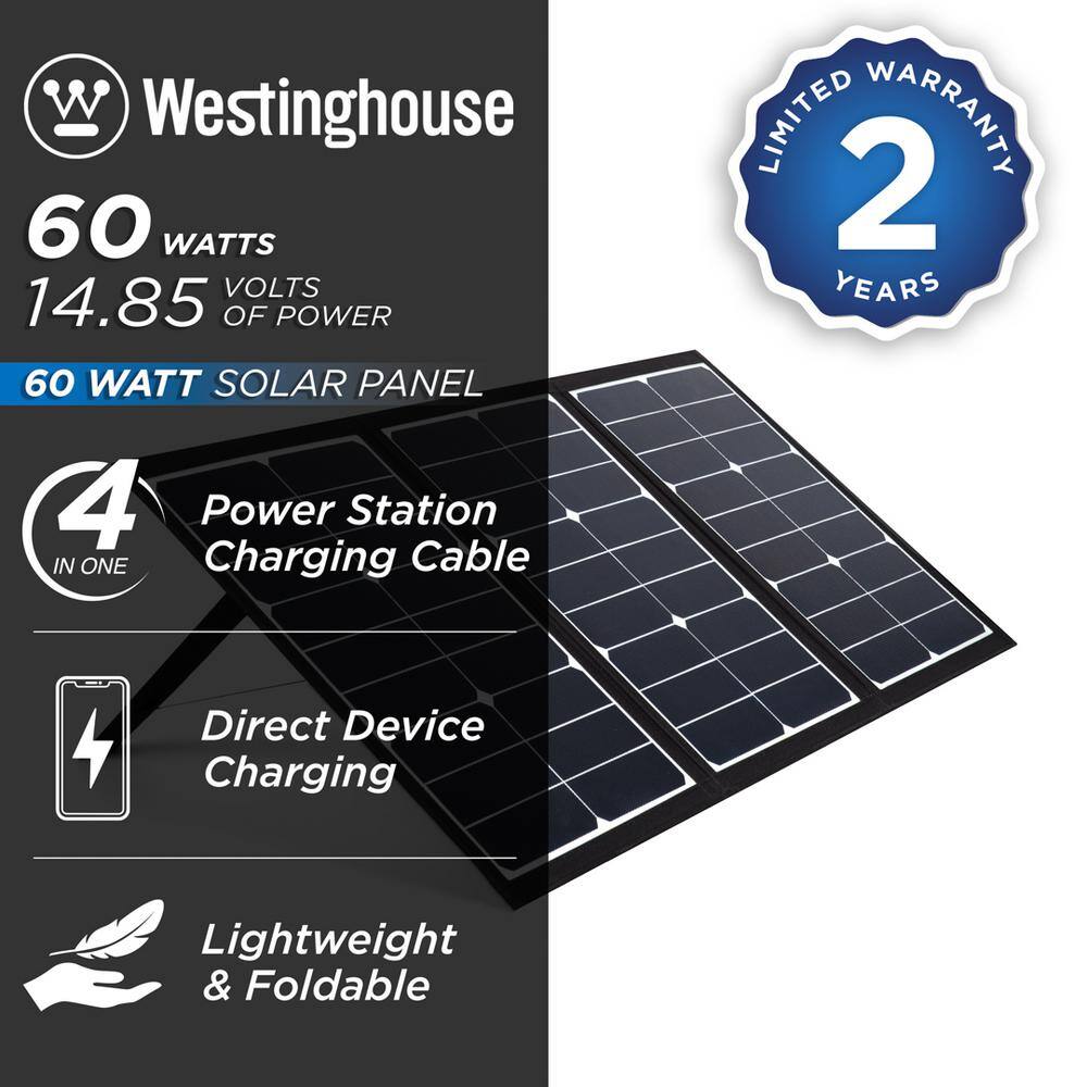 Westinghouse WSolar60p WSolar60p Portable 60-Watt Solar Panel for iGen160s. iGen200s. iGen300s. iGen600s. and iGen1000s Portable Power Stations