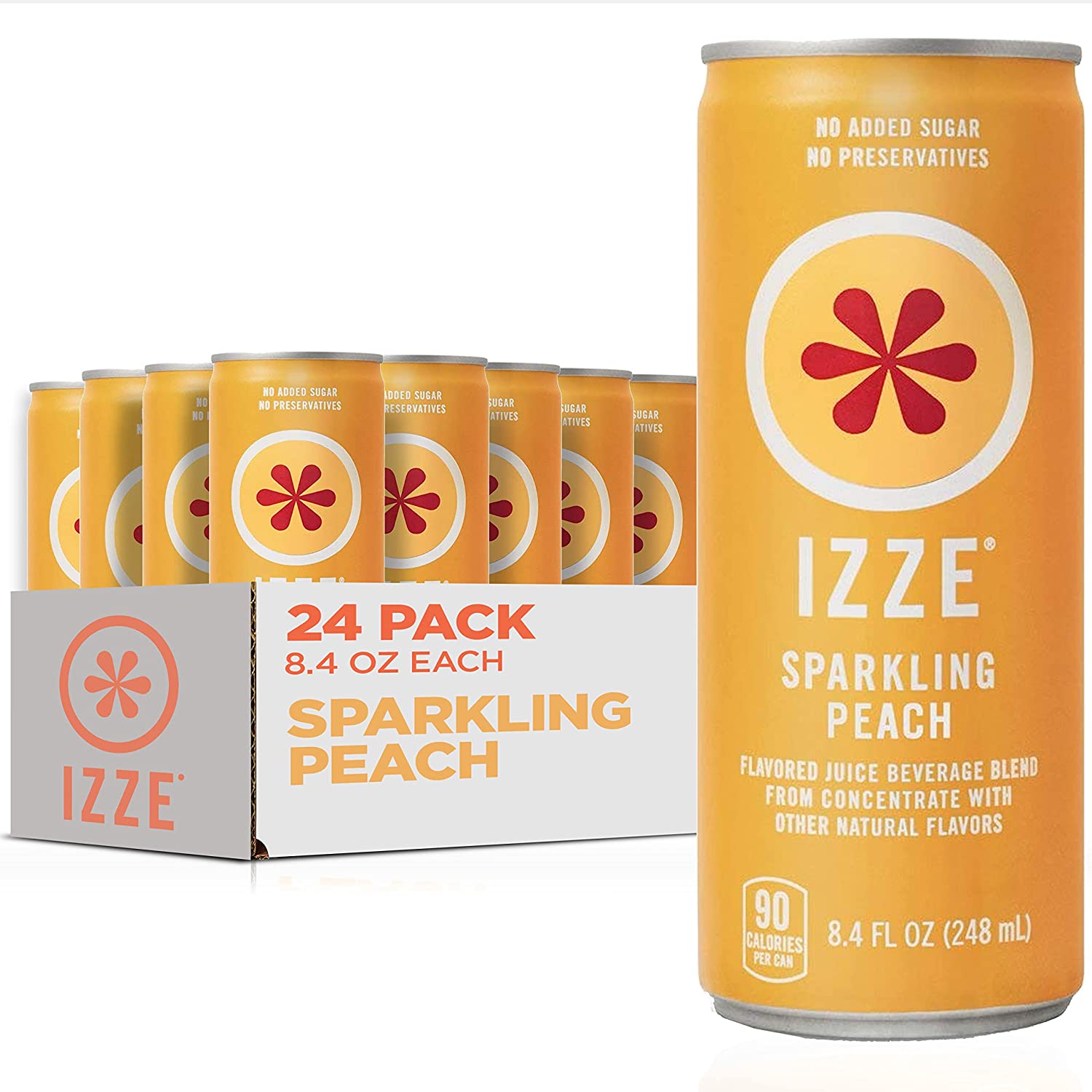 IZZE Sparkling Juice. Peach. 8.4 Fl Oz (24 Count). Package may vary