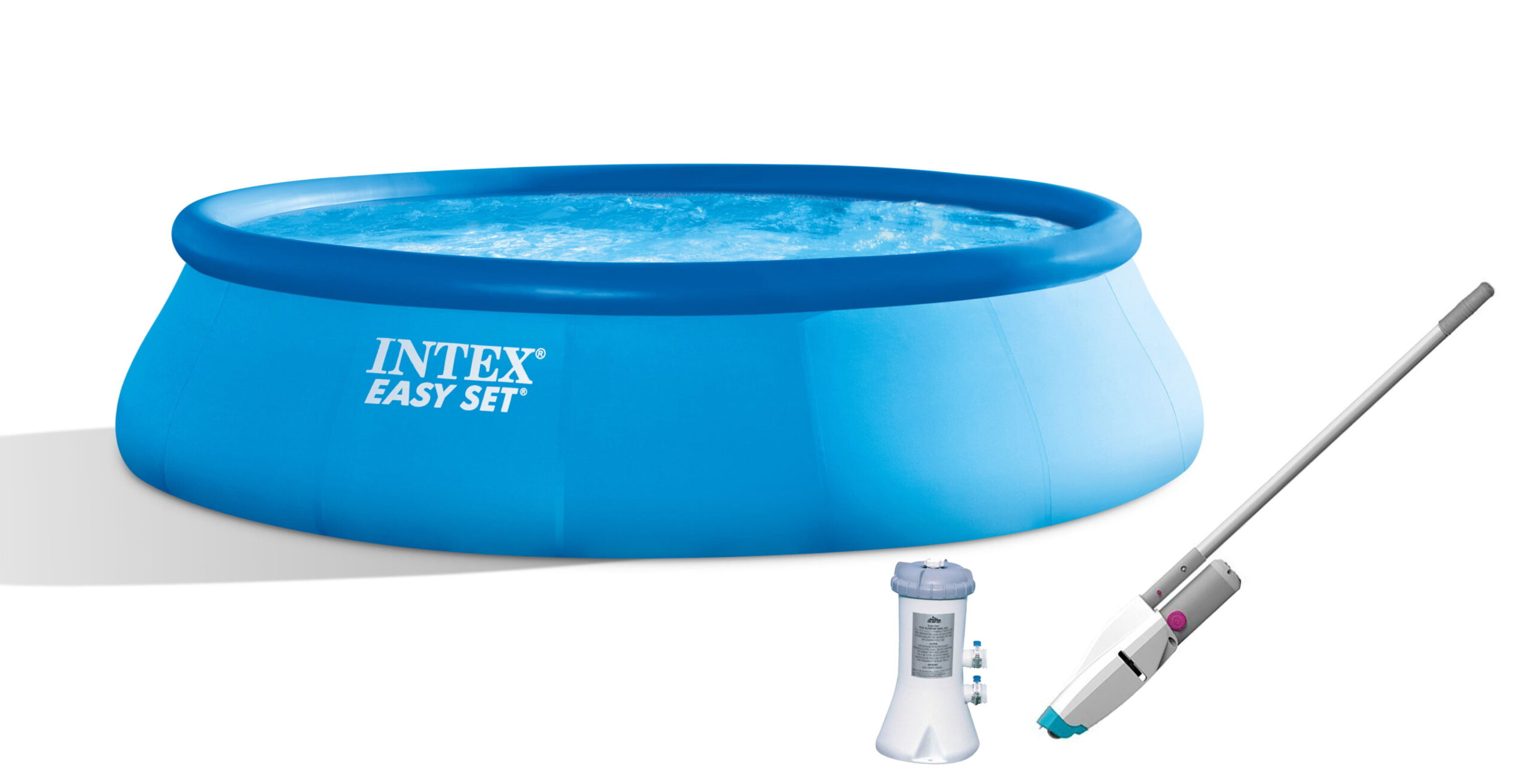 Intex 15′ x 42″ Easy Set Pool with 1000 GPH Pump & Kokido Telsa 10 Pool Vacuum