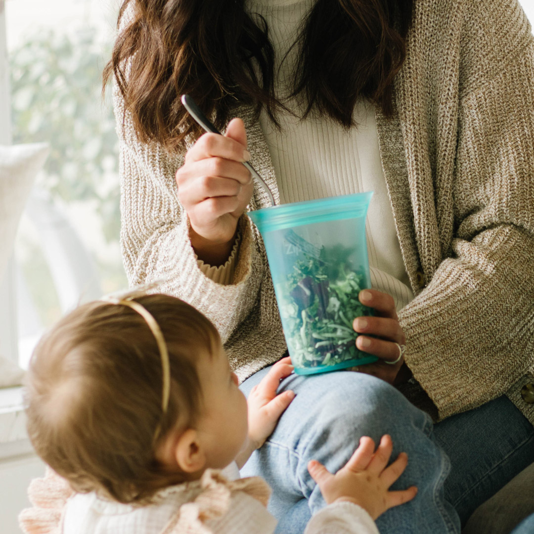 Zip Top 10-Piece Reusable Platinum Silicone Food Containers