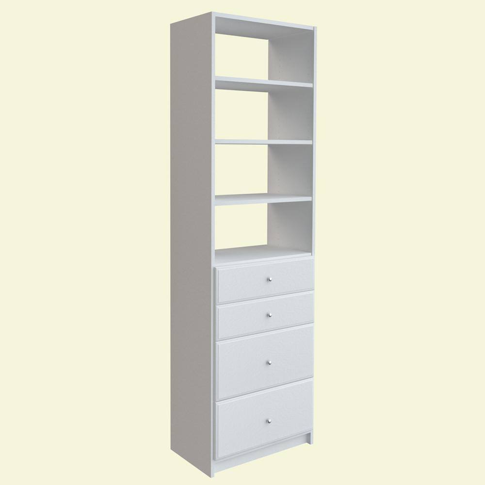 SimplyNeu SNT5-WH 84 in. H x 25.375 in. W White Drawer and Shelving Tower Kit