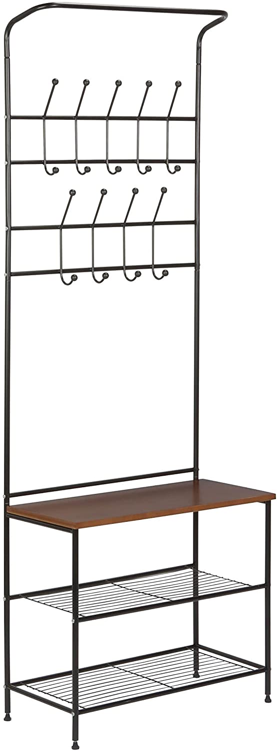 Honey-Can-Do Entryway Storage Valet. 25.75″ L x 12.25″ W x 70.25″ H. Black