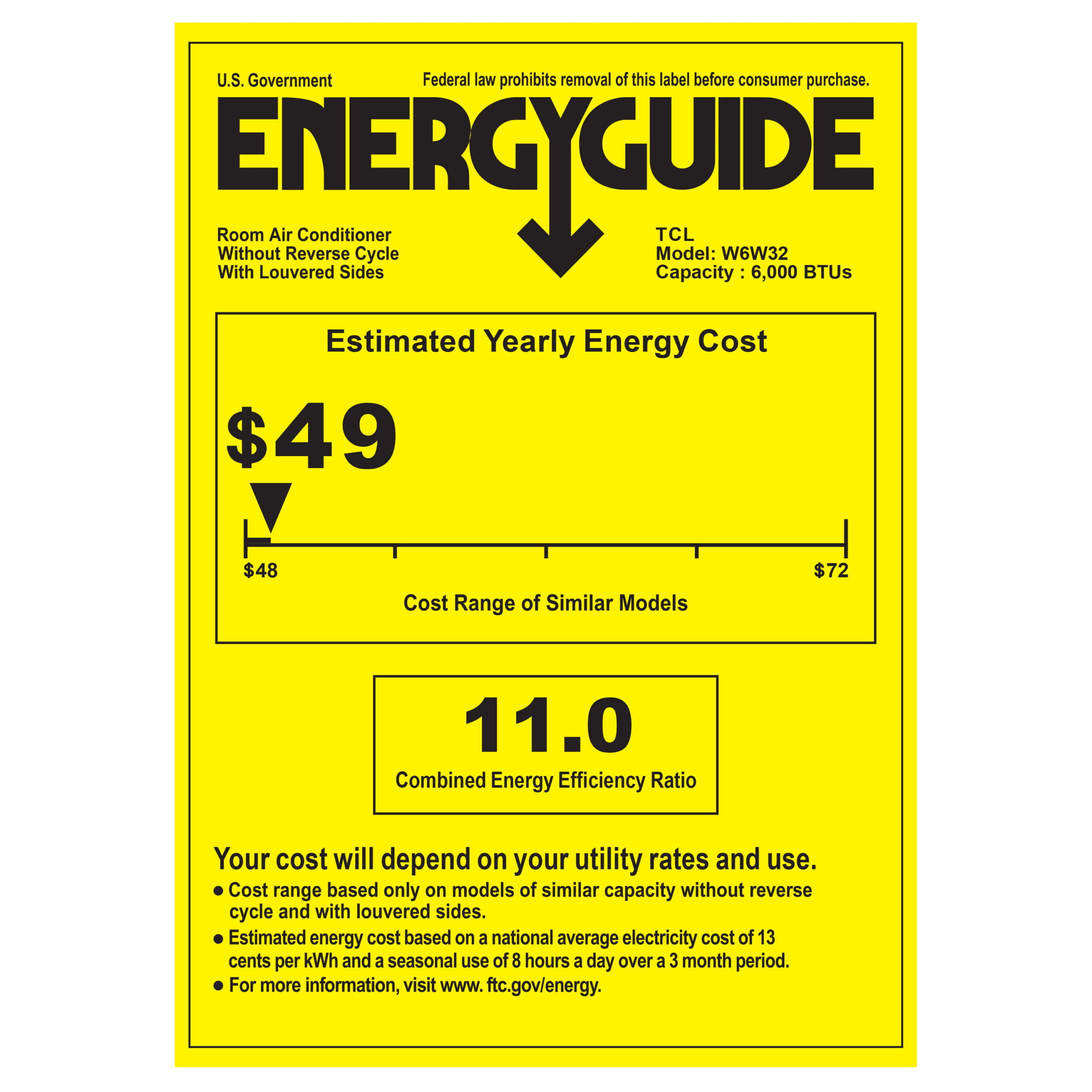 TCL 6.000 BTU Window Air Conditioner. 250 sq. ft.. LED Display. Included Remote.  White. W6W32