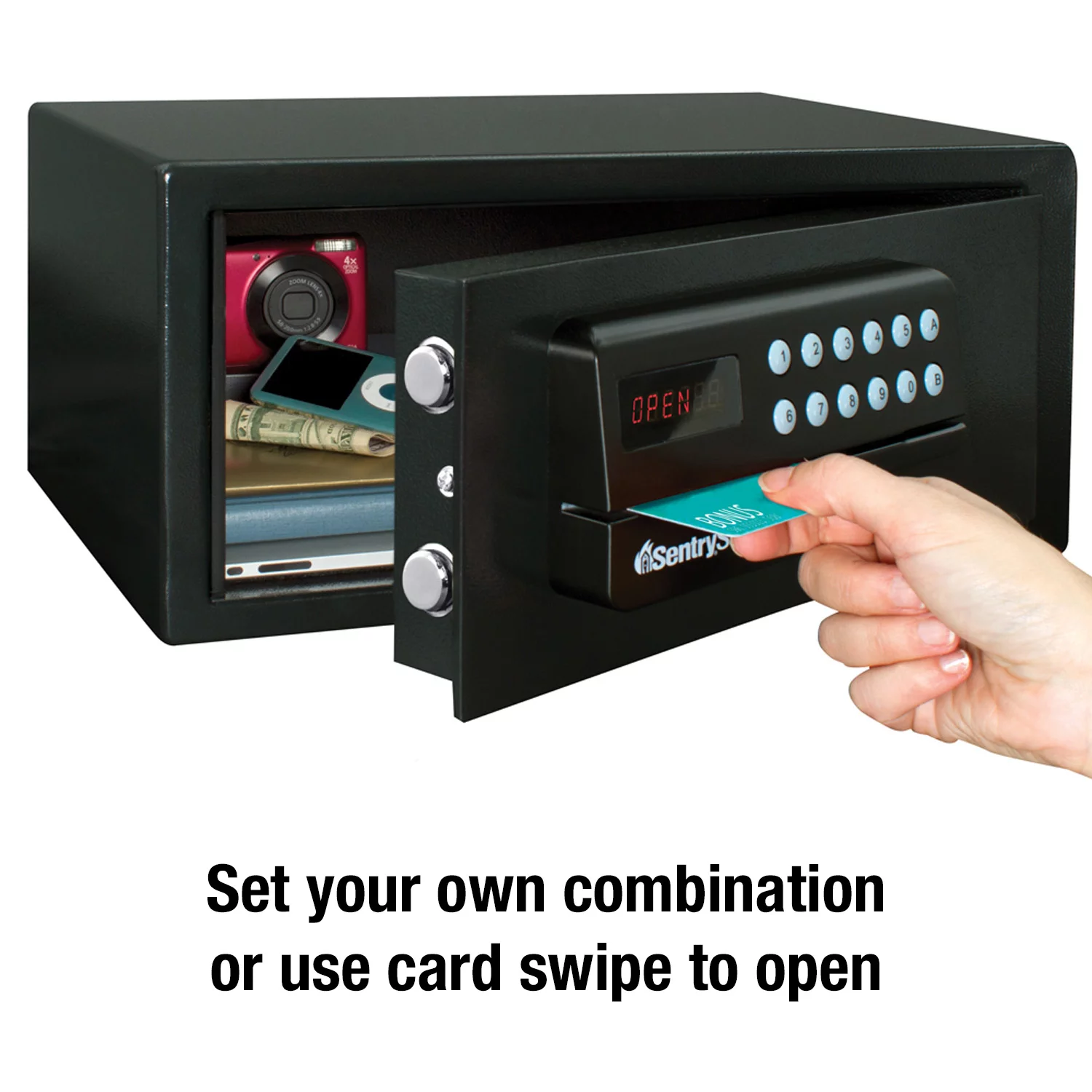 Sentry Safe X041E Electronic Lock/Card Swipe Security Safe. 1.1 ft3. 18w x 16d x 9h. Black