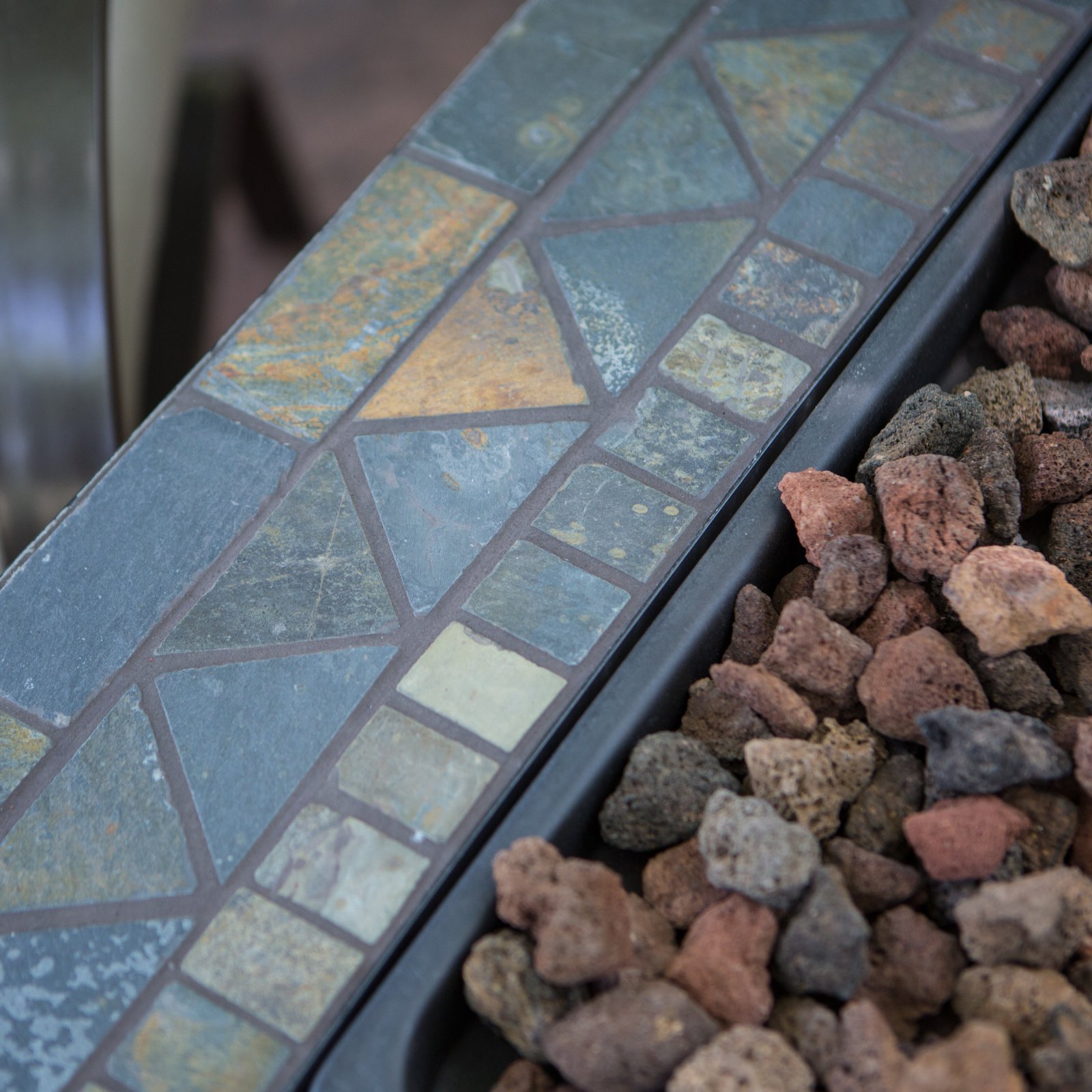 UniFlame Endless Summer Slate Mosaic Propane Fire Pit Table with FREE Cover