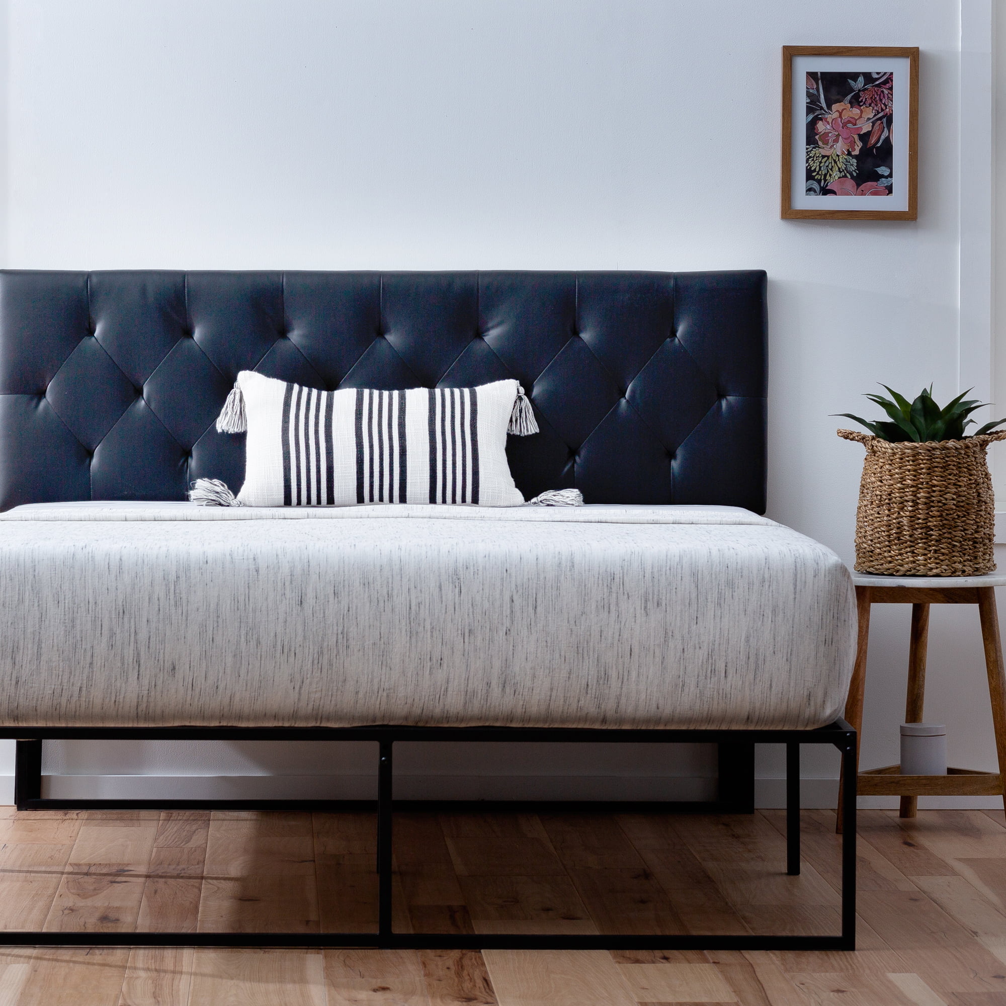 Rest Haven Harrington Faux Leather Upholstered Headboard. Full. Black