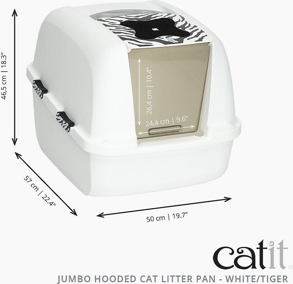 Catit Jumbo Hooded Cat Litter Box - White Tiger