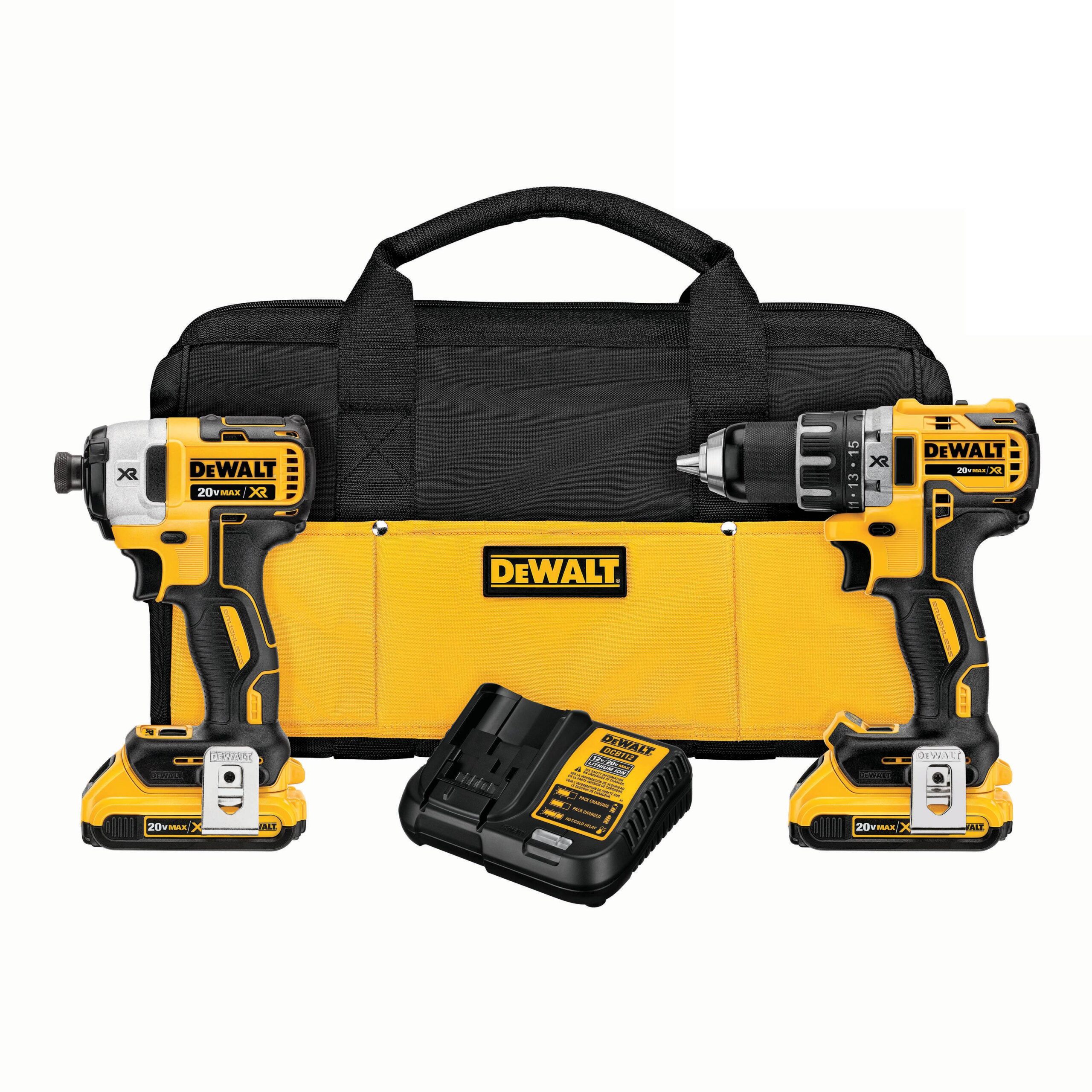 DEWALT XR 2-Tool 20-Volt Max Brushless Power Tool Combo Kit with Soft Case (2-Batteries and charger Included)