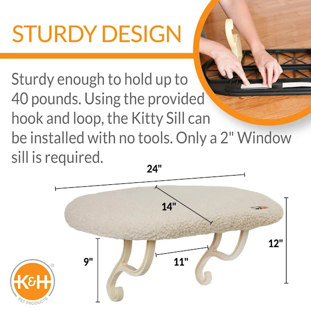 K&H Pet Products Kitty Sill Fleece. Cat Window Perch Unheated - 14 X 24 Inches