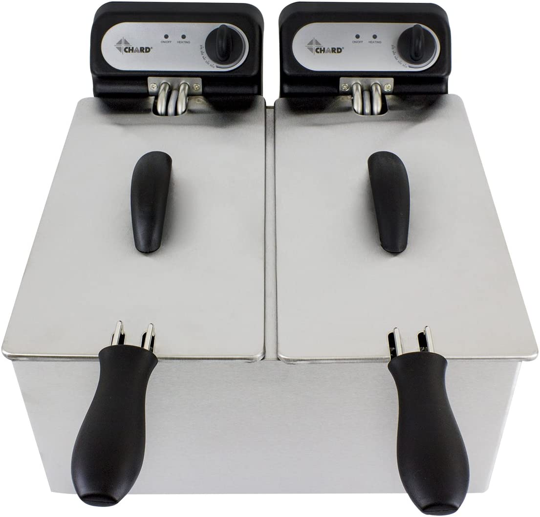 CHARD DF-6E. Dual Tank Deep Fryer. Stainless Steel. 6 liter. 1500 watts